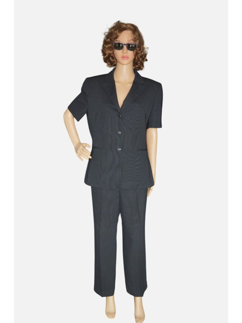 Tahari Arthur S. Levine Pinstriped Pant Suit Women's Size 12 Jacket Trousers Set